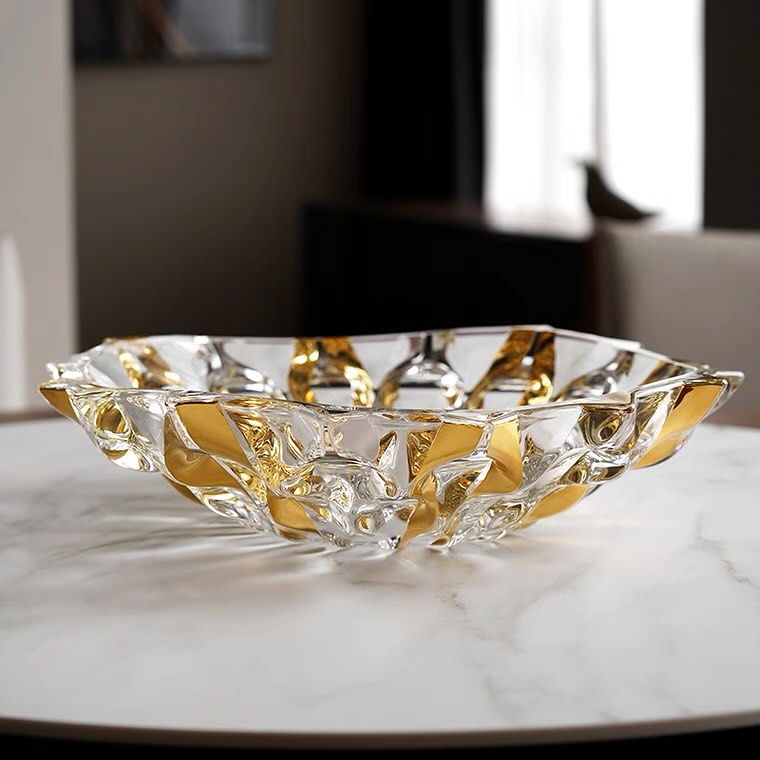 Широкая ваза для фруктов Samba Rhapsody Gold 35 см